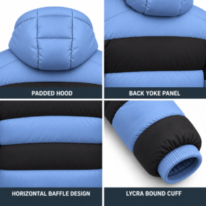 Colorblocked Puffer Jacket Detail Collage